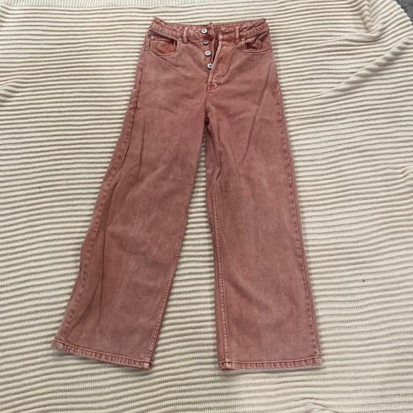 Worn twice red acid wide leg free people jeans - Picture 1 of 2
